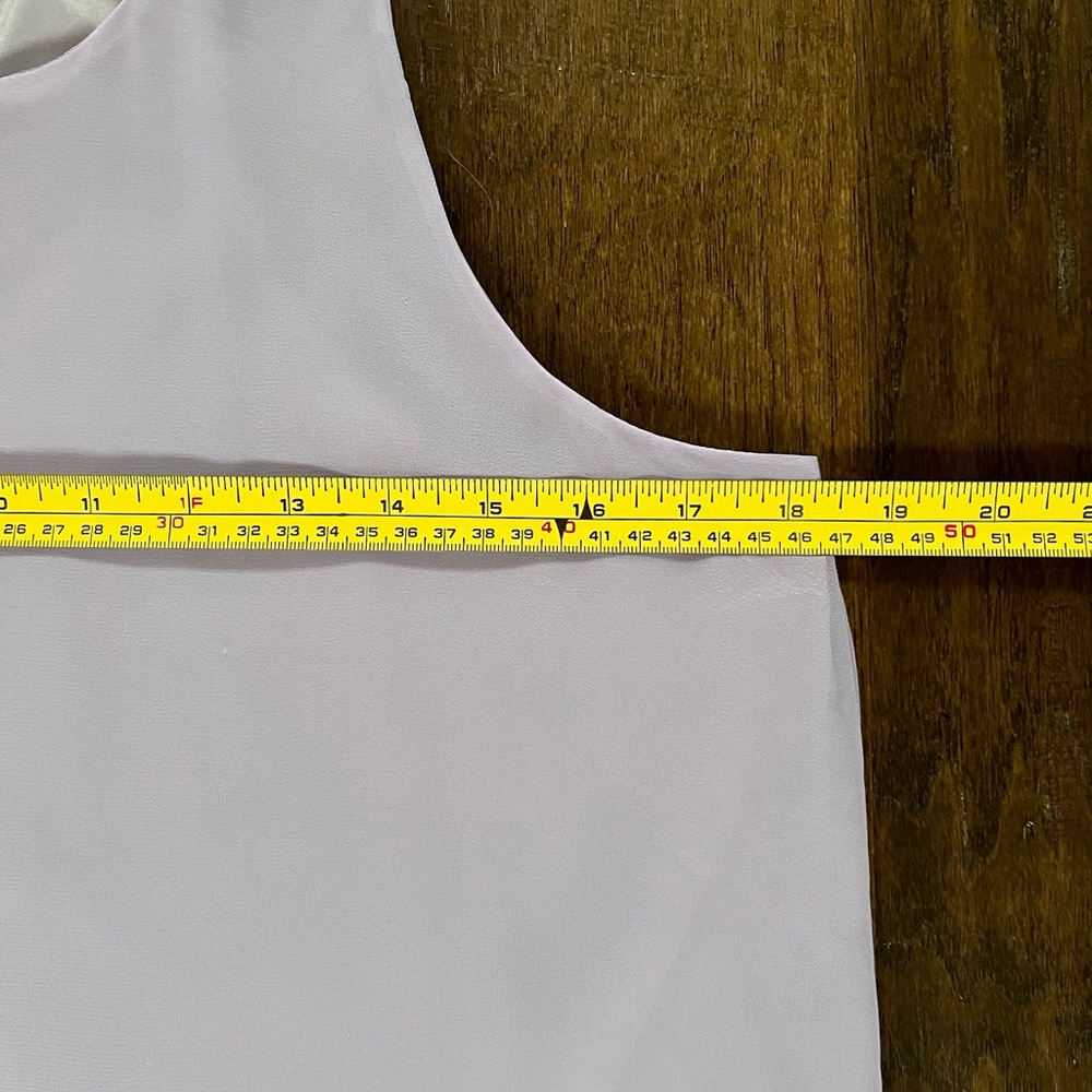 Likely NWT Women’s Sleeveless Pastel Lavender Ruffle Hem Blouse Sz 6 - Picture 11 of 14